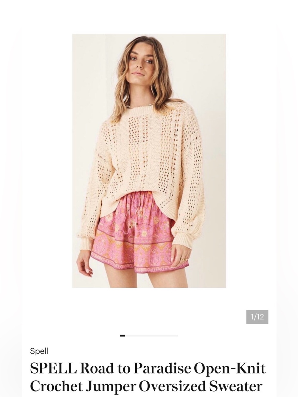 Spell Cream Open-Knit Crochet Jumper